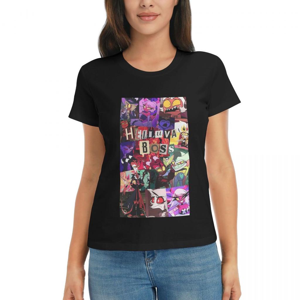 Women TShirt Helluva Boss Cartoon Summer Short Sleeve Tees Crew Neck Cotton T Shirts Clothes Tops Streetwear