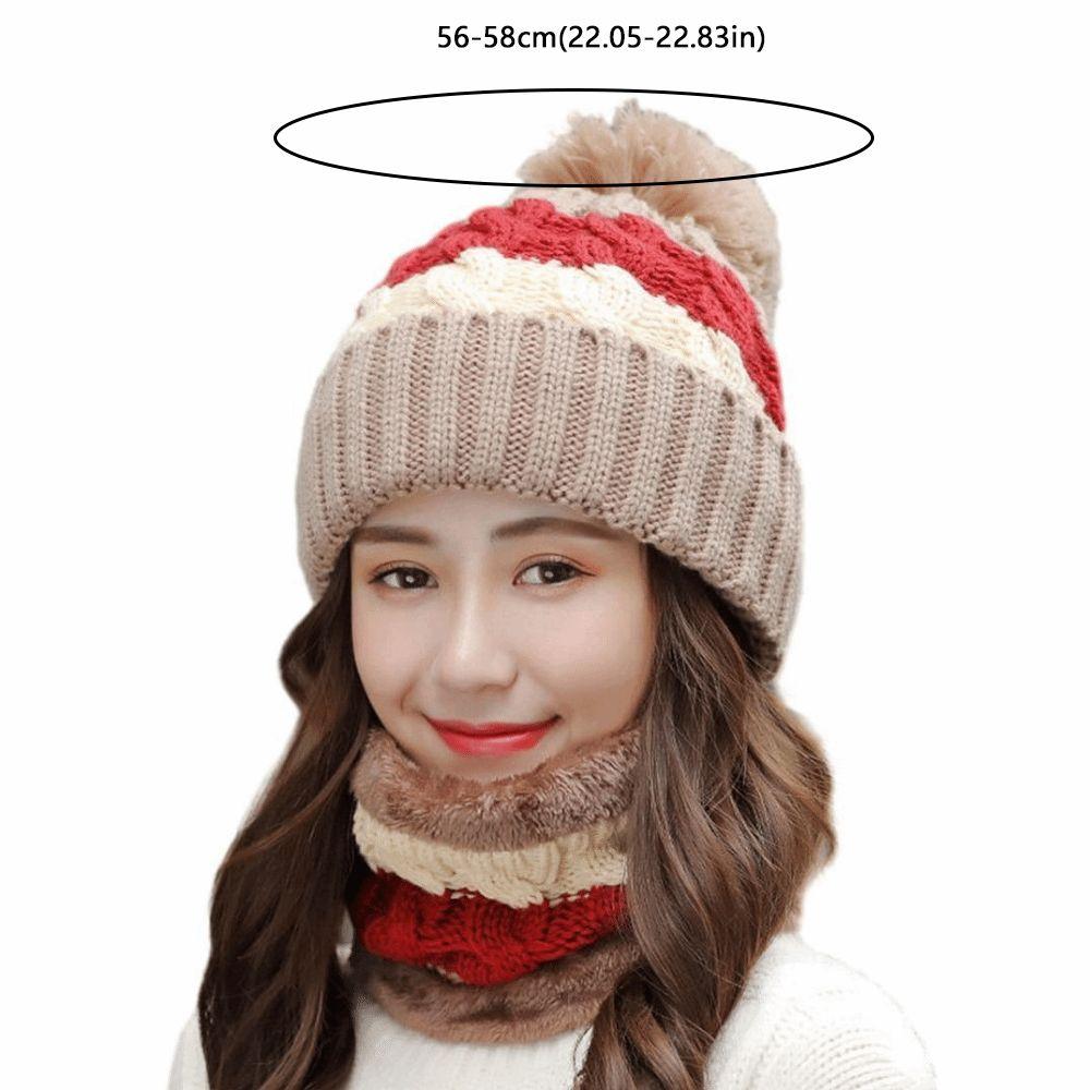 Versatile Coral Fleece Scarf and Hat Set Elastic Thickened Hooded Thermal Cap Soft Ball Top Cold Proof Scarf School
