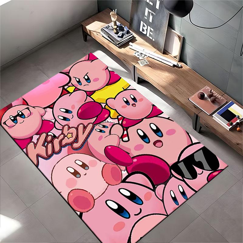 Rosa Kirby Cartoon Collage Teppich geeignet als rutschfeste Matte für das Wohnzimmer oder Schlafzimmer Sofa