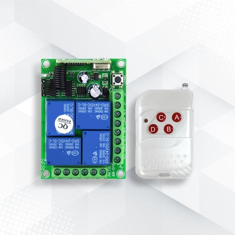12V 24V 4CH Relaying Wireless Remote Control Lighting Switches Transmitter Receiver 433mhz Electric Door Lock Motor