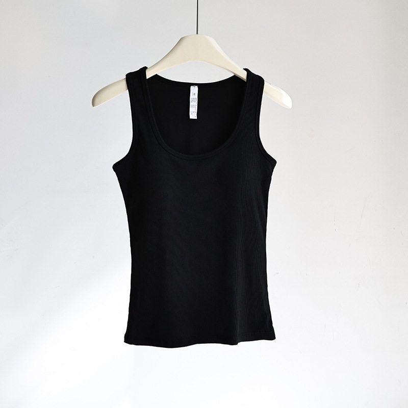 

Striped Camisole with Built-In Bra, Available in Various Sizes, Basic Tank Top for Hot Girls, Slim Fit, Flattering, Sleeveless Base Layer Top Black M