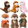 Animal Series Sitting Wishing Fish Otter Scarf Plush Toy Soft Pillow Home Office Decor Baby Comfort Doll Birthday Gifts for Kids