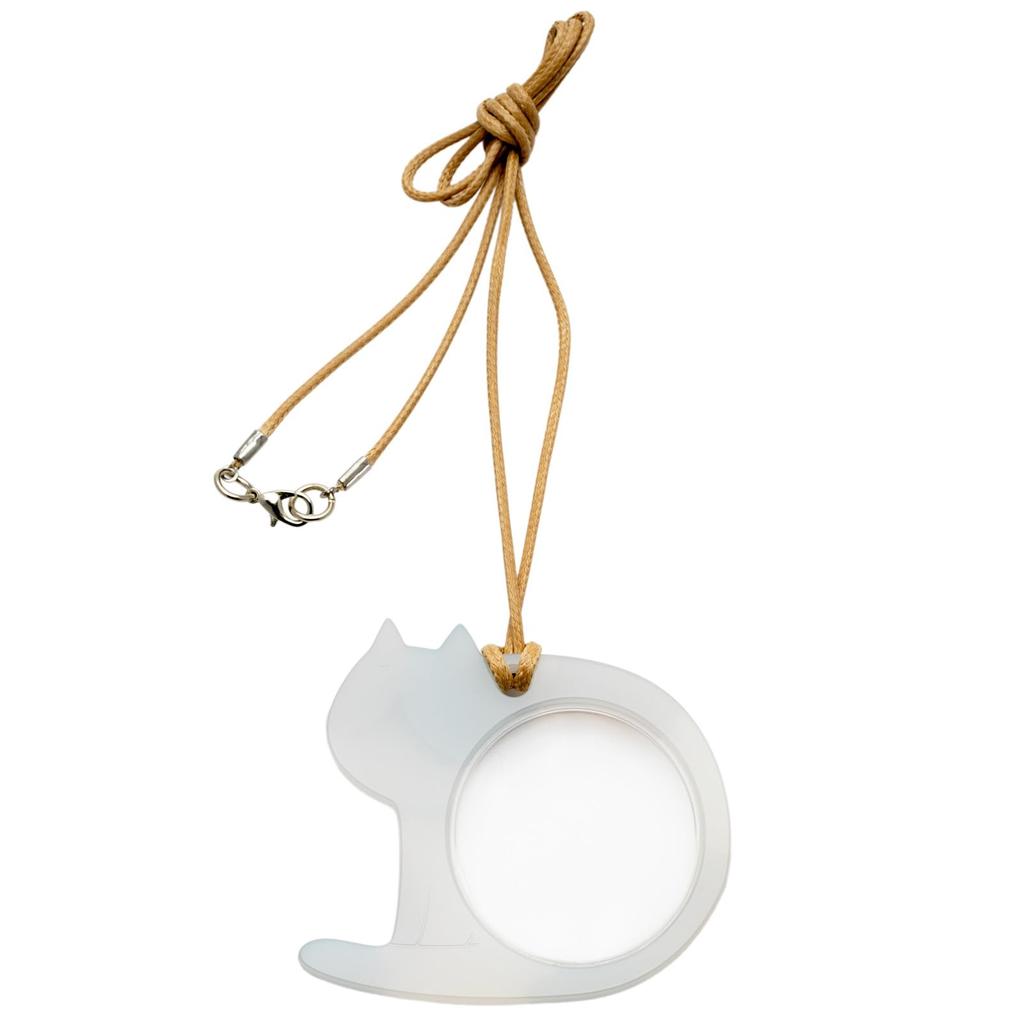 Fieldwork Handheld Magnifying with Sitting Cat Glass, 1.8x Magnification, Strap, Design, White, GLP005-1