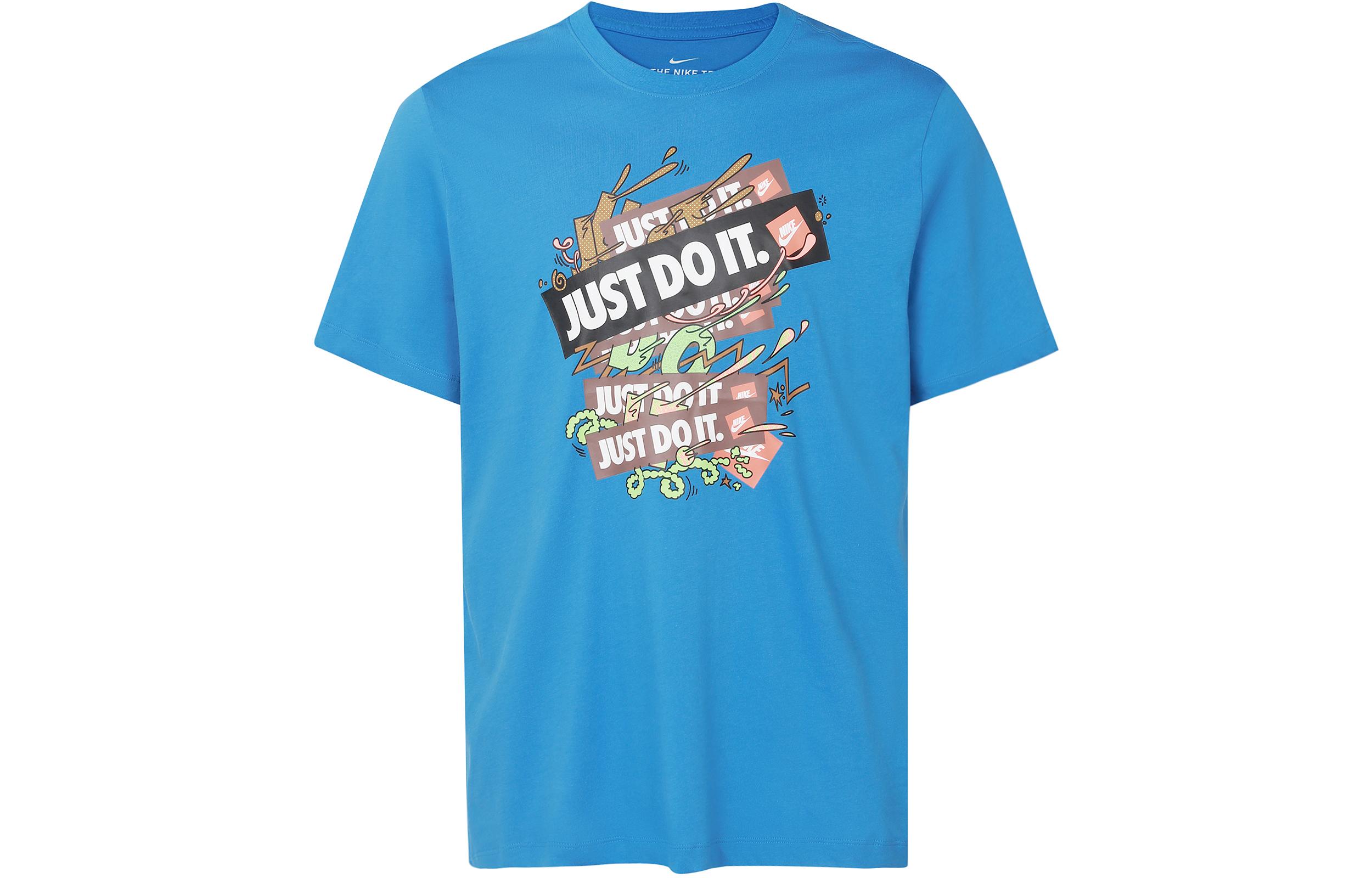

Nike T Shirts Men s Blue Crew Neck Moderate Straight Fit DD1263-435 XL