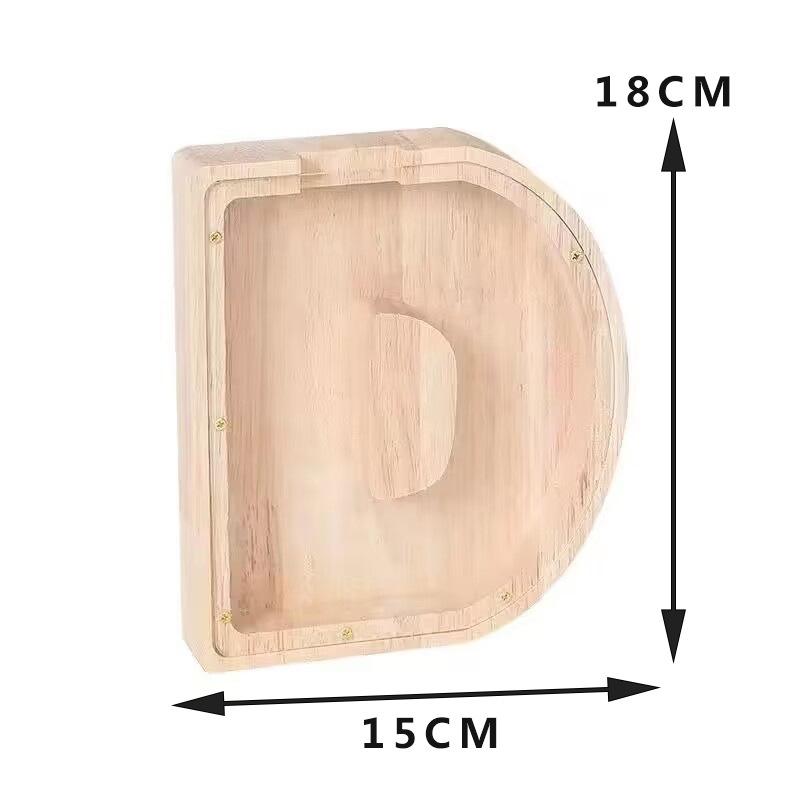 Twenty-Six English Alphabet Moneybox Coin Money Piggy Bank Wooden Letter Saving Box Desktop Ornament Home Decor