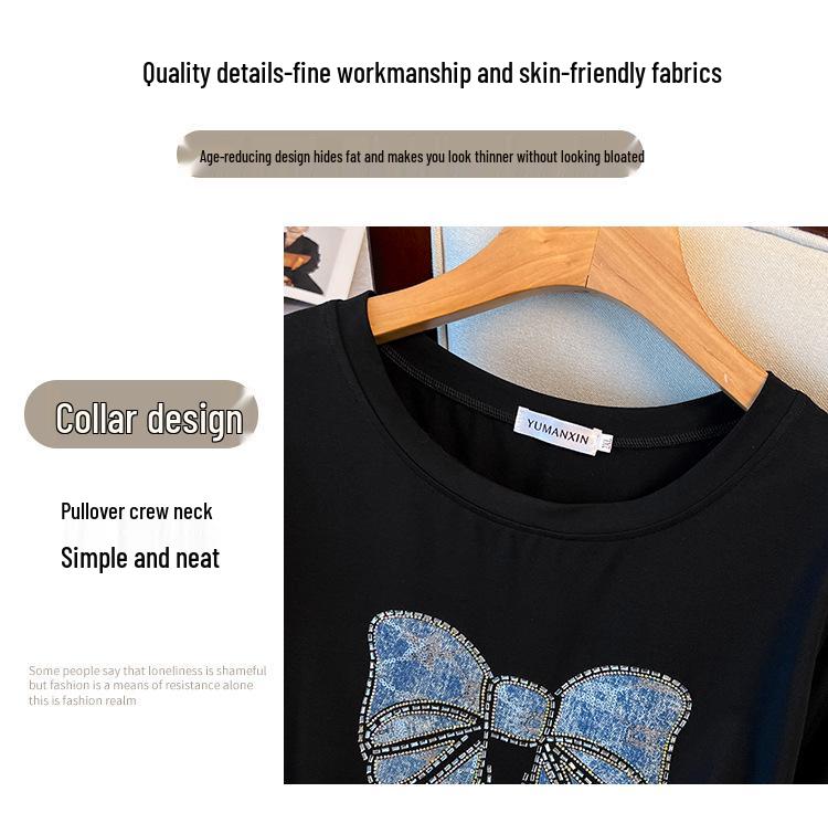 Women's Plus Size Mid-Length Round Neck Short-Sleeve T-Shirt (Sizes up to 350 lbs)