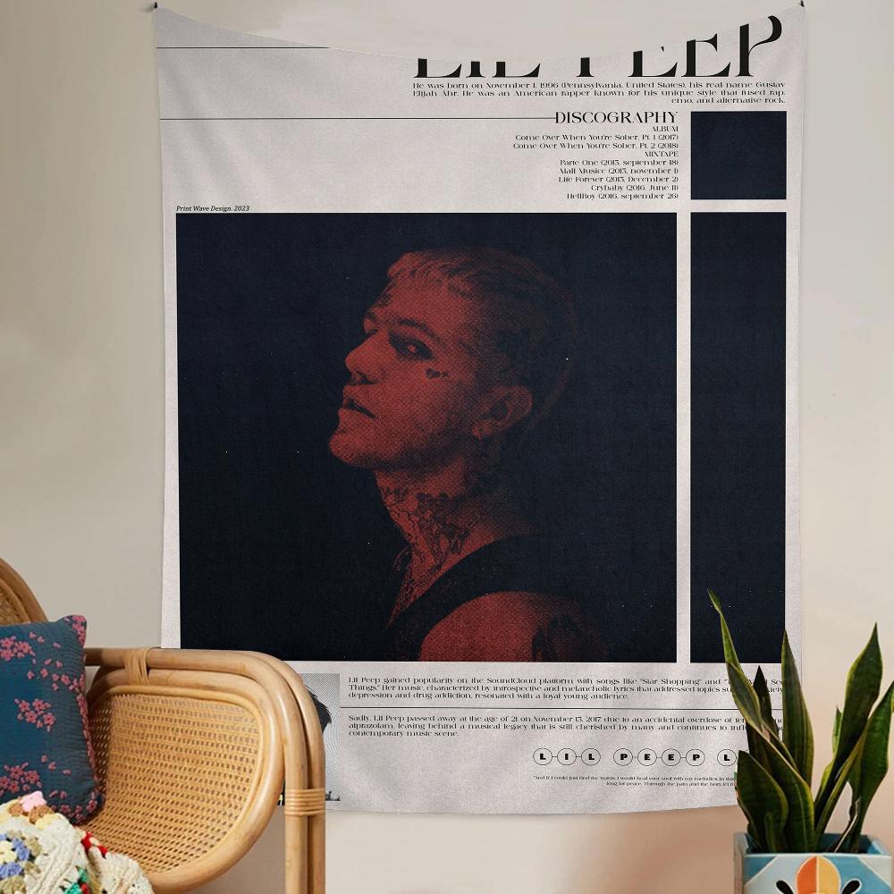 Singer Lil Peep Tapestry Art Printing Art Science Fiction Room Home Decor Home Decor
