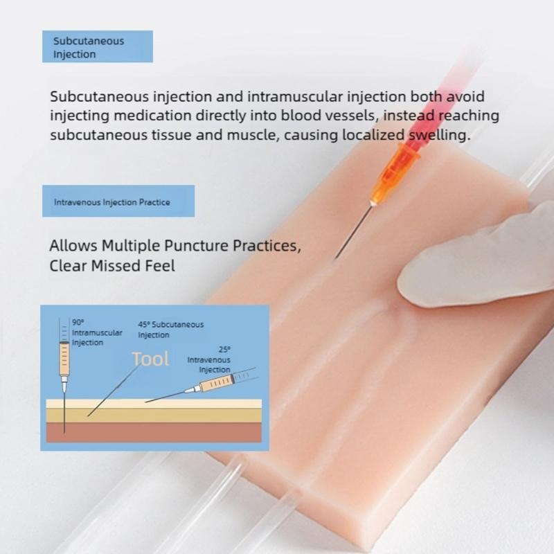 Injection Training Pad Model Silicone Human Skin Suture Training Injection Simulator Practice Pad Veins Imbedded Model