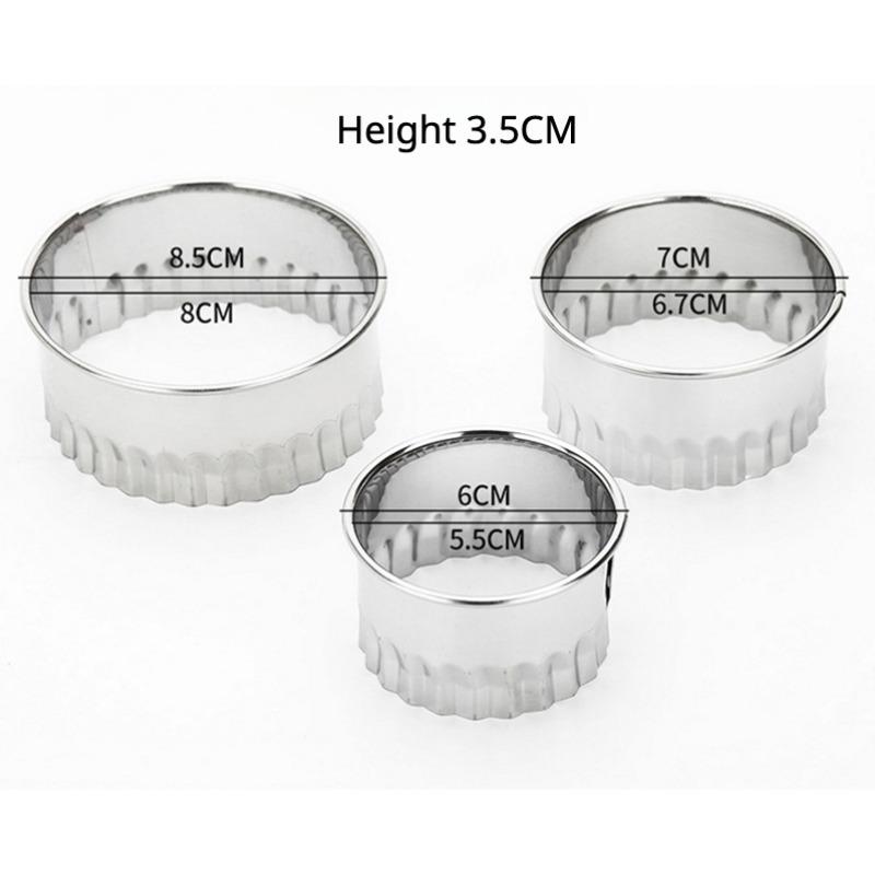 

3 шт./набір круглих форм із нержавіючої сталі та ручного преса — ідеально підходить для печива, пельменів тощо — необхідні інструменти для випічки 3pcs/Set-B