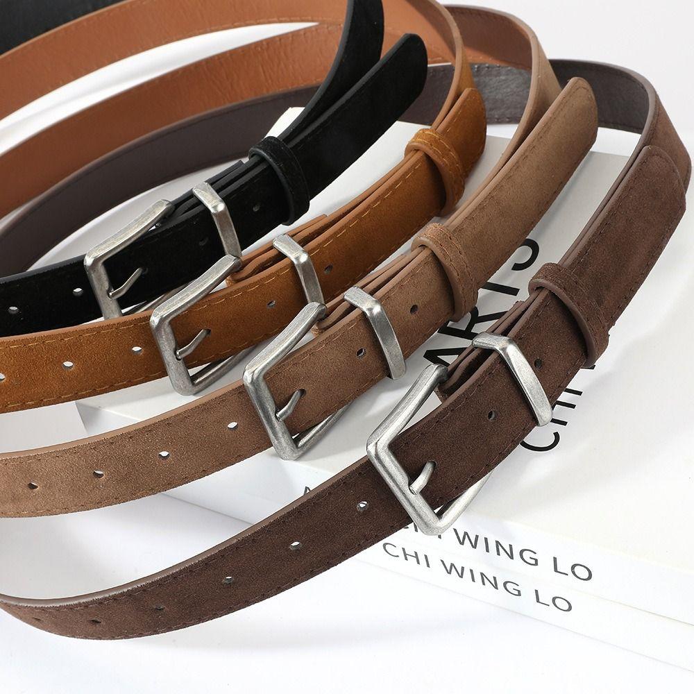 Lässiger Wildleder-Ledergürtel Dornschließe Bund Trendiger Business-Hüftgürtel Für Damen