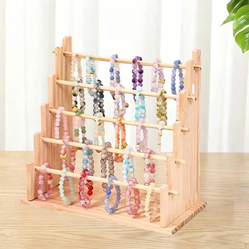 Jewelry Display Stand Photo Props Easy Disassembly Wooden for Showcase Woman 2 Layer
