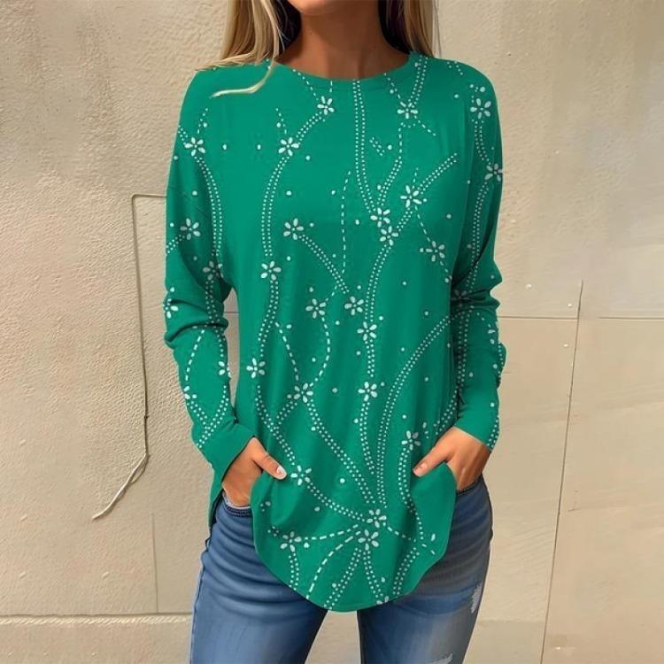Autumn Women Long Sleeve Oversized T Shirt O Neck Print Tops Ladies Clothing
