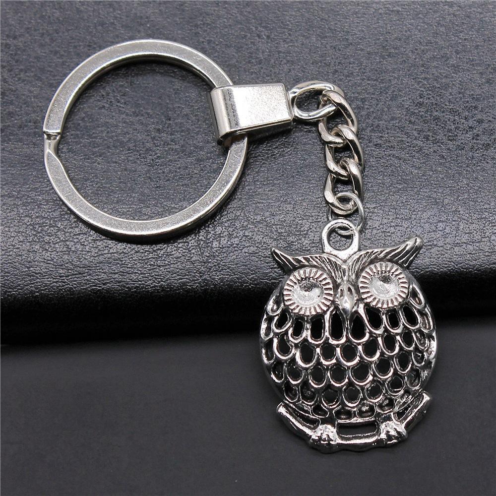 Herren Schlüsselanhänger DIY Metallhalter Kette Vintage Eulen Anhänger Kreativer Party Schmuck Zubehör Geschenk