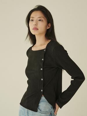 NOUVE Asymmetrical Button Top - Black