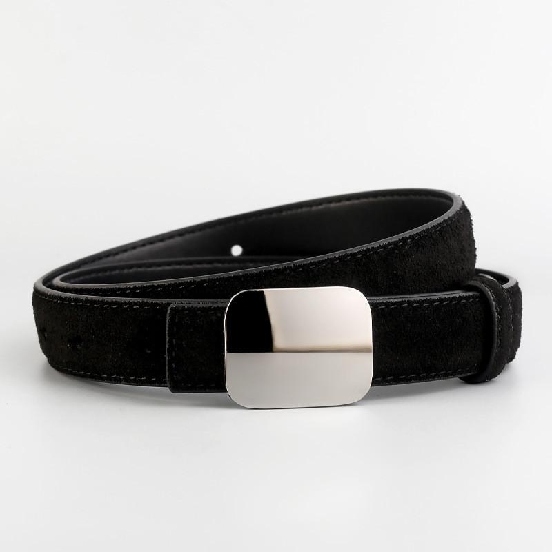 Highend Genuine Leather Waist Belt With Alloy Fastener For Stylish Casual Outfits Black Suede