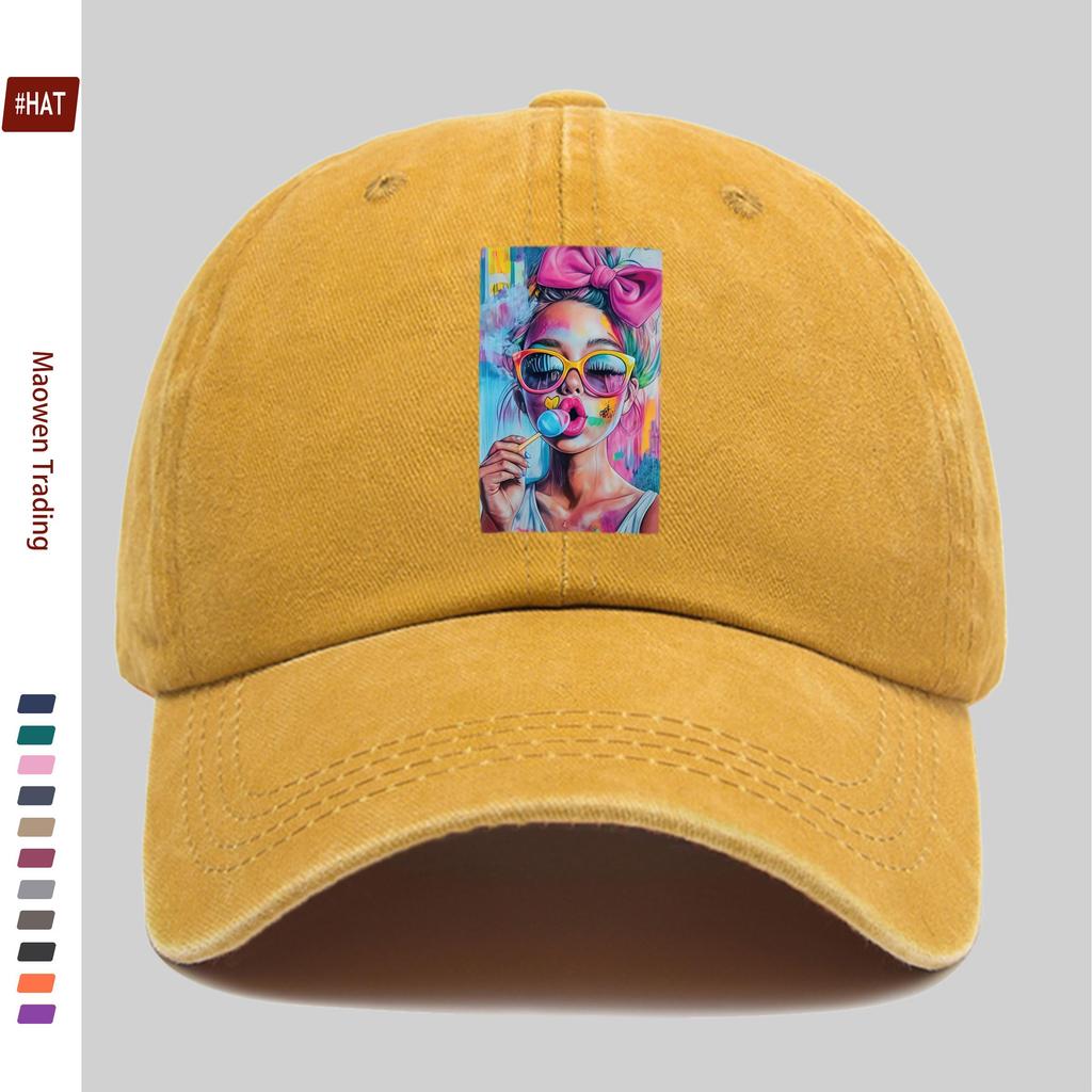 Pc Artistic Pattern Printed Baseball Cap with Character Portrait Design Decorative Hat Comfortable Lightweight Headwear Adjus