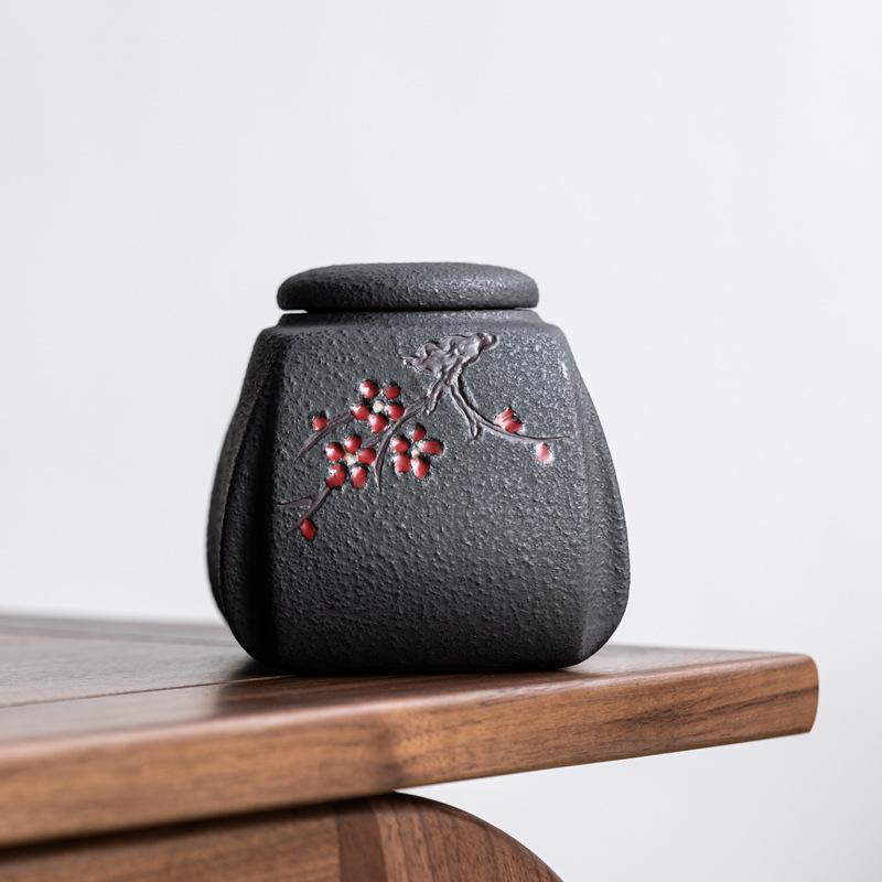 Vintage Plum Blossom Ceramic Tea Jar Sealed Coffee Candy Jar Antique Art Decorative Jars Storage Ornaments Home Decoration Gifts