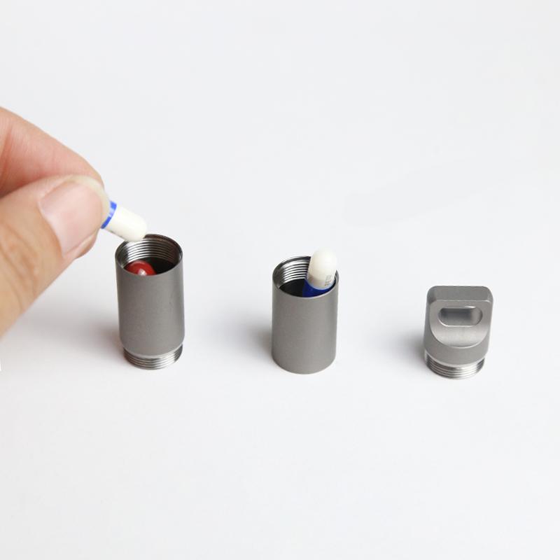 Titanium Alloy Mini Sealed Pill Storage Bottle, Outdoor Camping First Aid Pendant Keychain Portable Pill Case,