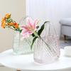 Esthetische Geweven Patroon Handtas Glazen Vaas Transparante Kleurrijke Hydroponische Vaas Mini Vis Aquarium Foto Prop Modern Huis Tafelblad Ornament