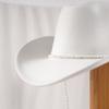Womens Wool-Blend Western Cowboy Hat With Pearl Beaded Cord High Crown Curved Brim All-Season Fashionable Sun