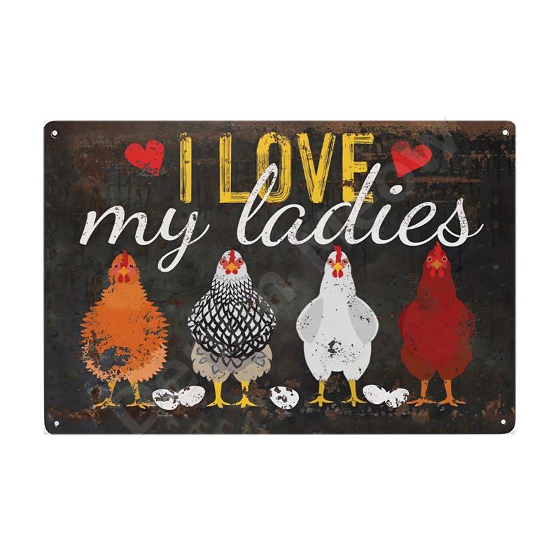 The Fluffy Butt Hut Vintage Retro Metal Sign Hot Chicks Funny Wall Art Sign Welcome To Our Coop Kitchen Farmhouse Wall Decor