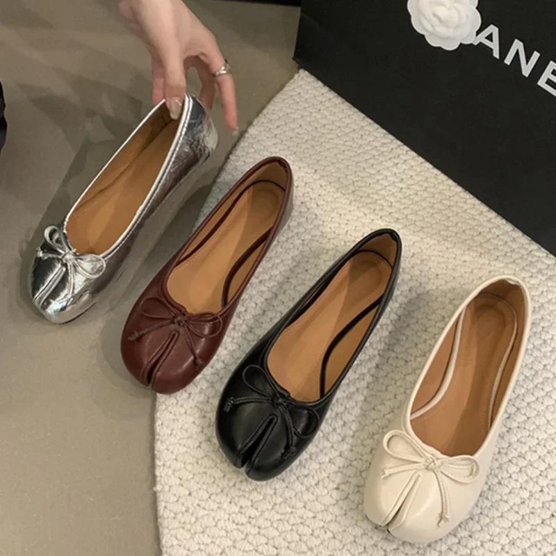 Fashion New Brand Women Flats Soft Ballet Shoes Slip On Loafers Soft Moccasins Tabi Ninja Casual Shoes Mujer Ladies Shoes Bow Knot Mujer