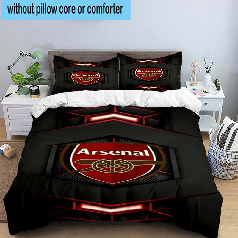 Set Biancheria da Letto Stampato con Stemma Arsenal Football Club 3 Pezzi Chiusura con Zip Include 1 Copripiumino & 2 Federe Set Biancheria da Letto Arredamento Casa Regali