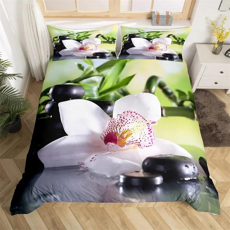 

Пододеяльник Zen Stones Бамбук Фаленопсис Комплект постельного белья Медитация Покрывало из микрофибры Спокойная природа Художественное произведение Покрывало EU Single(135x200cm)