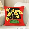 Retro Abstract Plants And Flowers Cushion Cover Reversible Plush Pillow Cover For Car Sofa Bedroom Decorative Gift Pillowcase