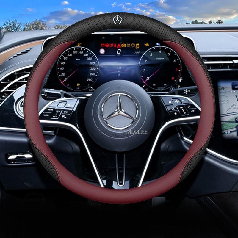 38CM Car Steering Wheel Leather Cover Auto Interior Accessories For Mercedes Benz AMG GLE GLS CLA CLE GLC CLS GLA W223 W213 W206