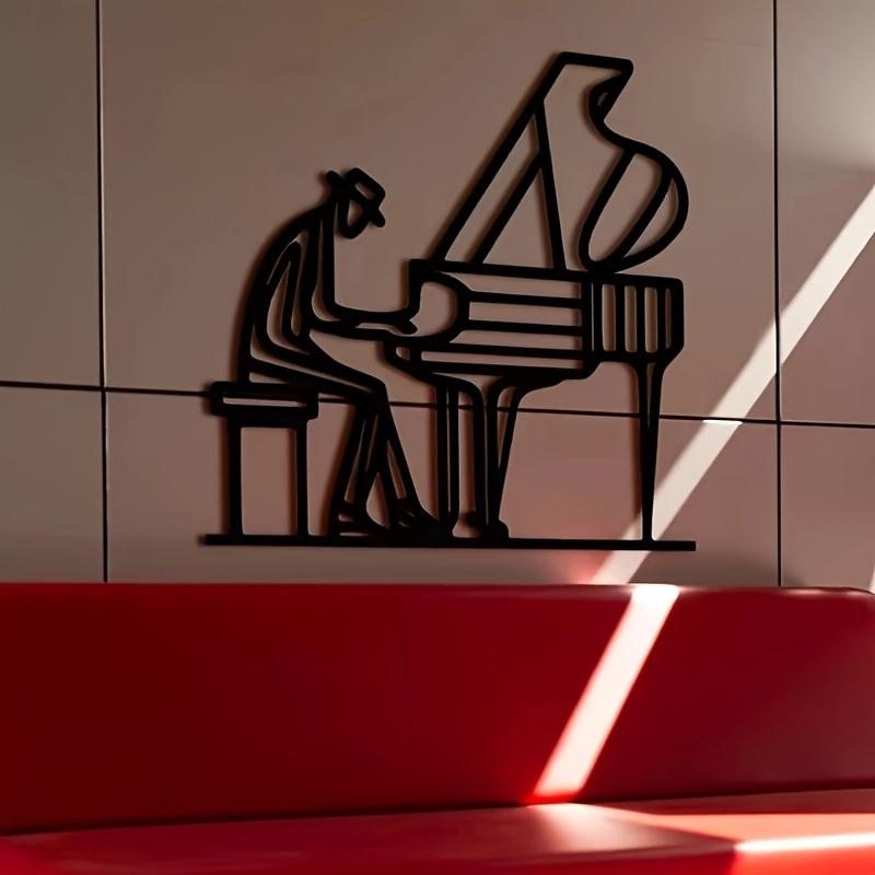 1pc Jazz Pianist Metal Wall Art Minimalist Music Decor Modern Home Office Gift