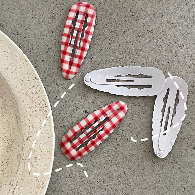 College Style Fashion Color Contrast Plaid Water Drop BB Clip Suit Cute Young Student Female Broken Hair Fringe Hairpin New