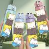 1PC Stack Bear Cozy Cute Cartoon Print 750ml Color Plastic Sports Water Bottle Leakproof Flip Straw Lid Suitable for Sports Office Home Use