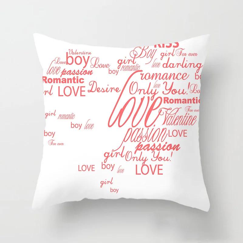 Love Heart Letters Floral Pillowcase Modern Nordic Fashion Pink Cushion Cover Sofa Seat Wedding Decorative Throw Pillows Cover