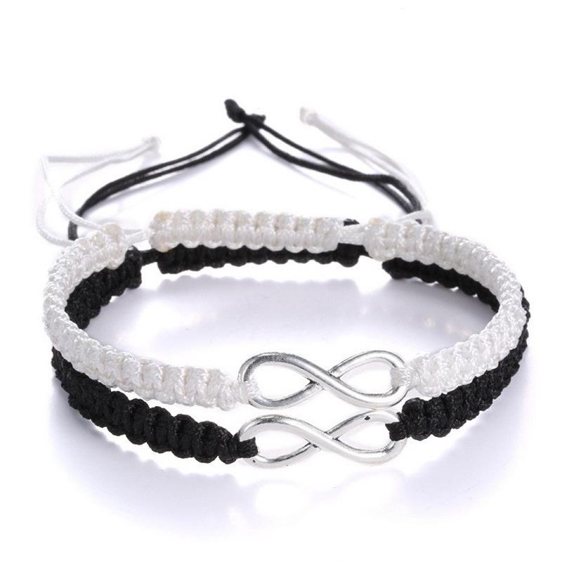 2 Pcs New Retro Infinity Handmade Bracelet Set Friendship Bracelet Set Men Couples Bracelets & Bangles Set Infinity Jewelry