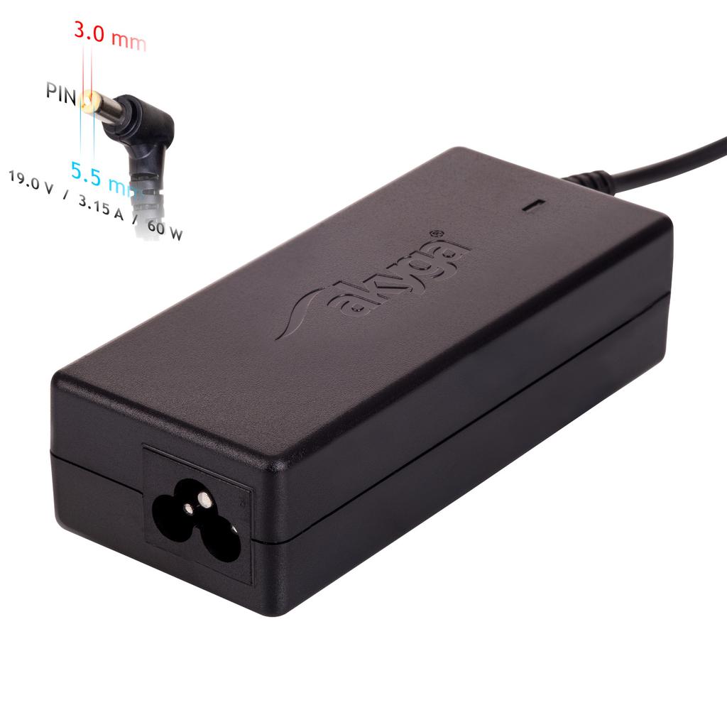 Akyga Ak-Nd-13 Power Adapter For Samsung Laptop 19V 3.16A 60W 5.5 X 3.0 + Pin