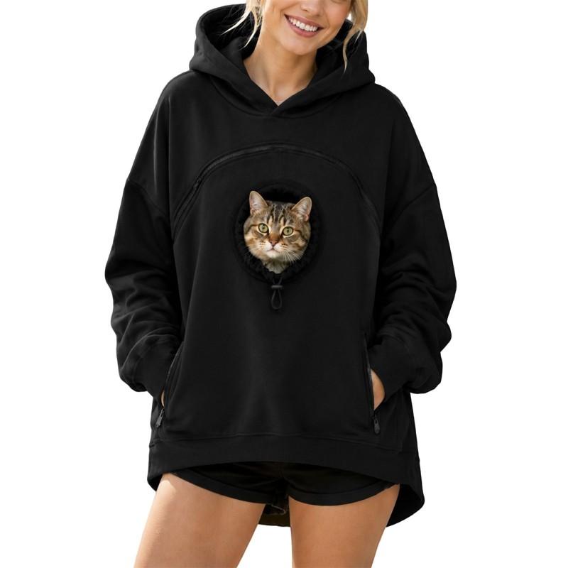 Womens Winter Fleece Hooded Sweatshirt Long Sleeve Zipper Warm Loose Fit Streetwear Casual Top