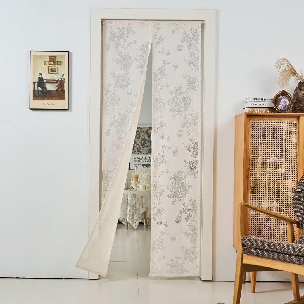 

Eamochi Long Mirror Lace Noren 200cm 100cm Floral UV Heat Energy Room Sun Suitable for Living Washable Curtain, Long, Wide, Print, Protection,