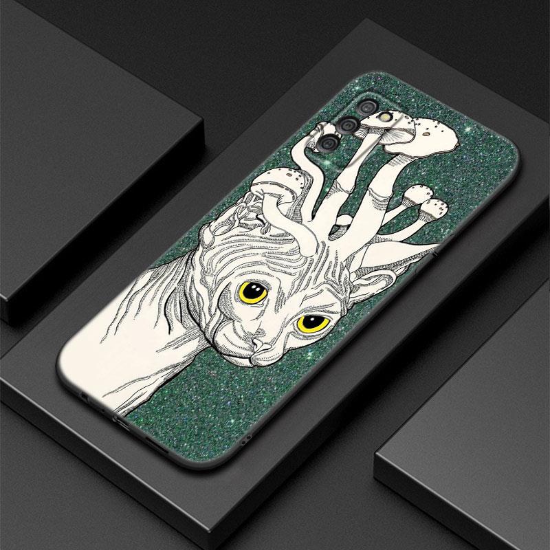 Aesthetic Trippy Mushrooms Phone Case For Samsung Galaxy A01 A03 Core A04 E A02 A05 A10 A20 A21 A30 A50 S A6 A8 + A7 Black Cover