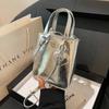 New Trend Korean PU Leather Shoulder Bag Silver Mini Small Square Bag High Quality Purses Women Lady Crossbody Bags Handbag