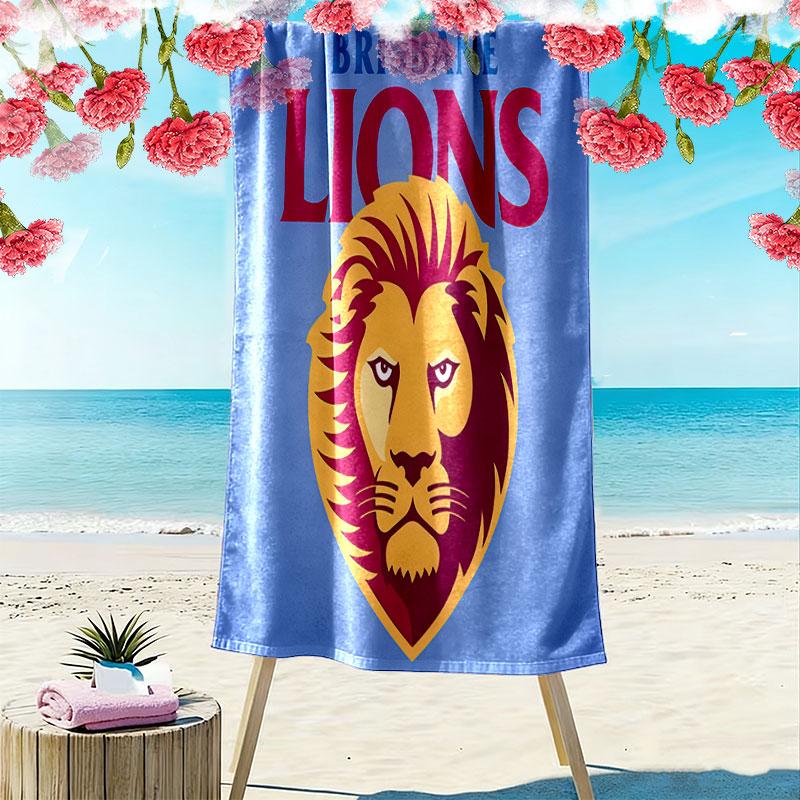 Brisbane Lions Roar Print Beach Towel, Large Soft Quick Dry Towel for Beach Camping Swimming