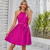 Abito estivo da donna Mini abito pieghettato senza maniche con lacci al collo appeso