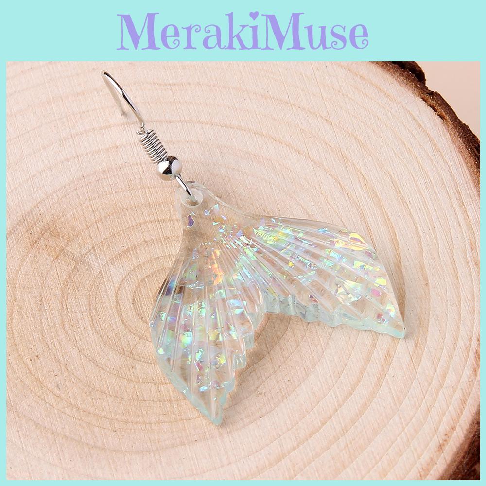 Trendy Fish Tail Dangle Earrings With Design In Blue Acrylic For Vacation Style Girls