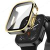 Waterproof Watch Case Glass Screen for Apple Watch Cover 40mm 44mm 41mm 45mm Frame Straight Edge Bumper IWatch Series 9 8 7 6 SE