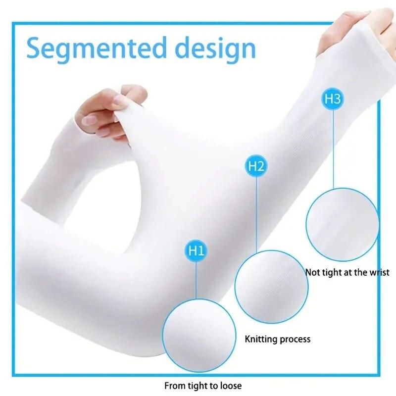 1 Pair of Women's Ice Silk Arm Sleeve Sports Sleeve Sun Protection Hand Cover Cooling Gloves For Running Fishing Bike