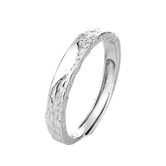 Couple Ring Adjustable Open Ring Polished White Copper Simple Style Token of Marriage Anniversary Gift Wedding Unisex Matching Ring