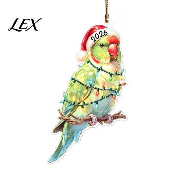 Christmas Tree Hanging Accessories Animal Ornaments with Lanyard, Cute Double Sided Pendant 2026 Acrylic Gift Tags Santa Hat, 2D Flat Sign for Holiday