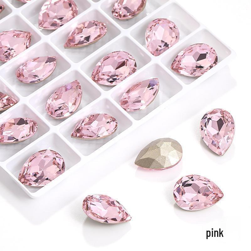 High-Grade K9 Teardrop Rhinestone DIY Jewelry Accessory - Silver-Plated Base with Irregular Crystal Glass Drill, Pointed Bottom