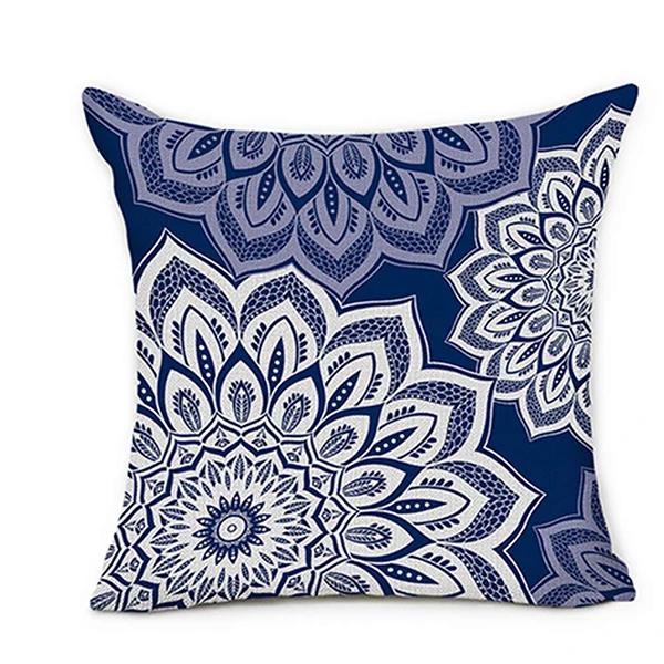 Dark Blue Geometric Petal Linen Pillowcase Sofa Cushion Cover Home Decoration Can Be For You 40X40 45X45 50X50 60X60