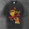 Unisex Vampir Katze Grafik T-Shirt Gewaschenes Schwarz Retro Horror Y2K S-3XL